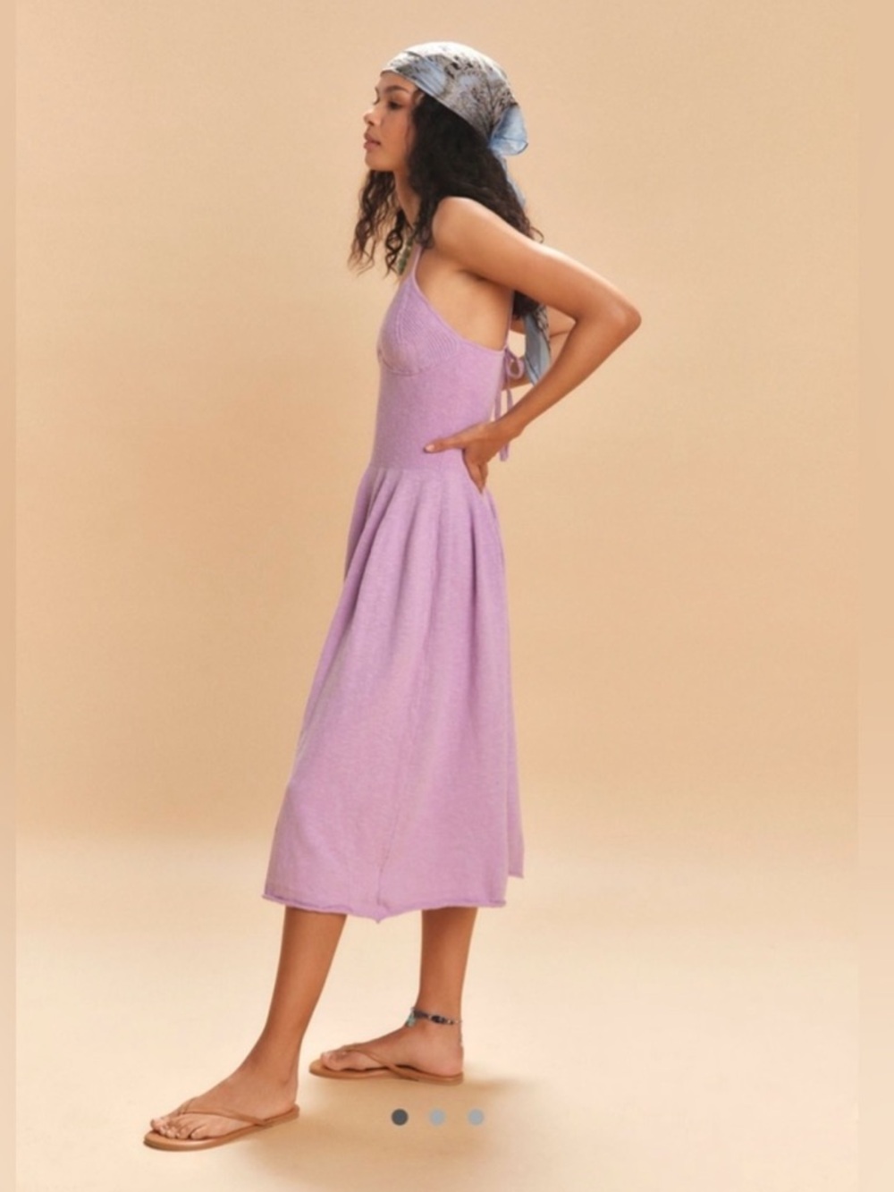 Lilac Ribbed V-Neck Knit Dress Tula Sweater Dress Orchid